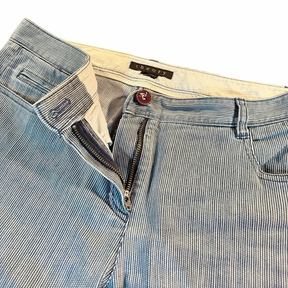 Theory ‘Laurice / Bretagne’ Blue & White Railroad Stripe Skinny Jeans Size 10